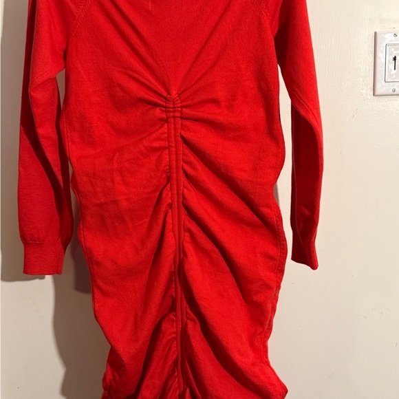 Akira Red Ruched sweater Long Sleeve Dress - Picture 4 of 5